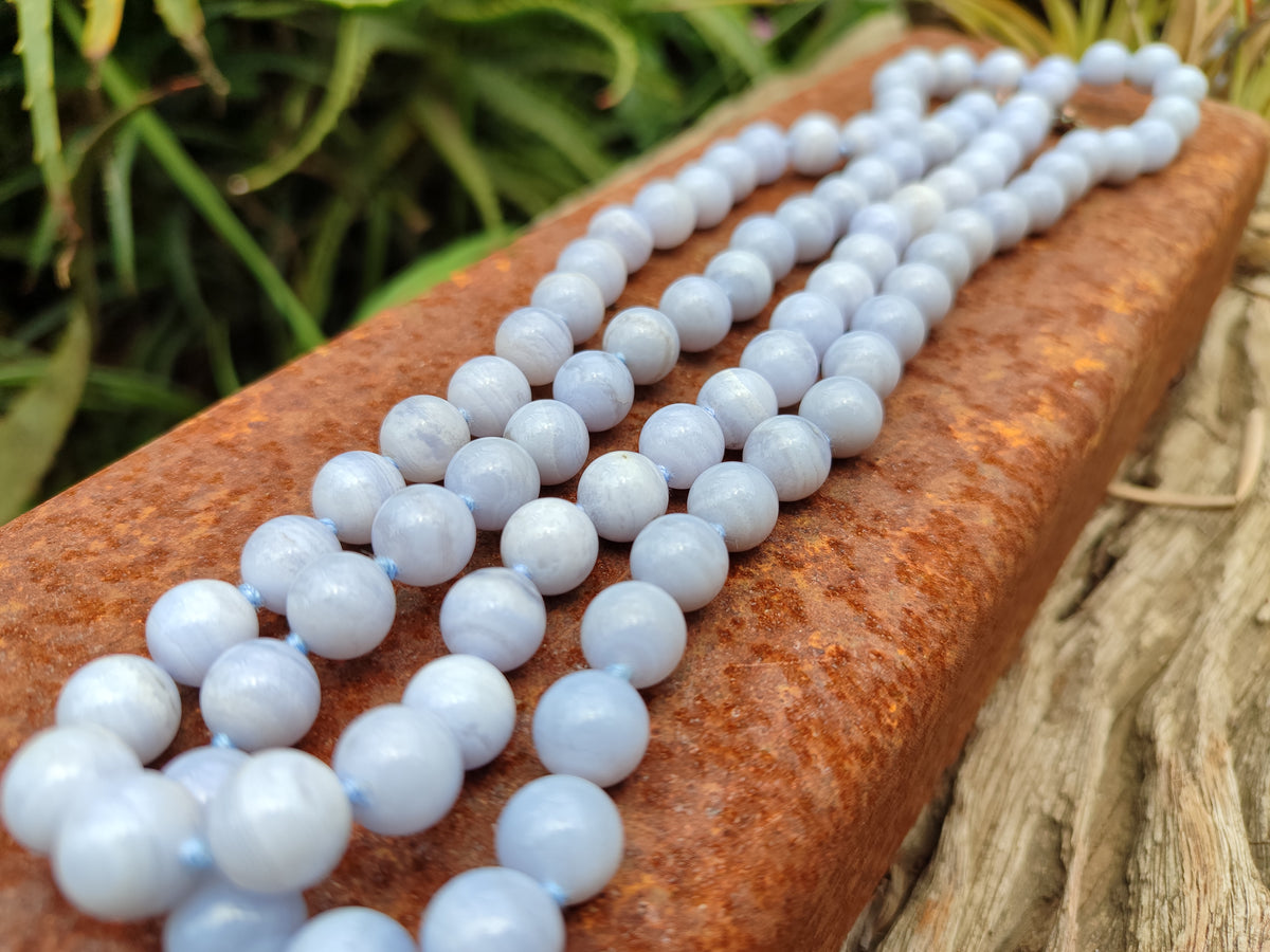 Polished Namibian Blue Lace Agate Ball Shaped Bead Necklace - Sold per Item- From Namibia - Toprock Gemstones and Minerals 
