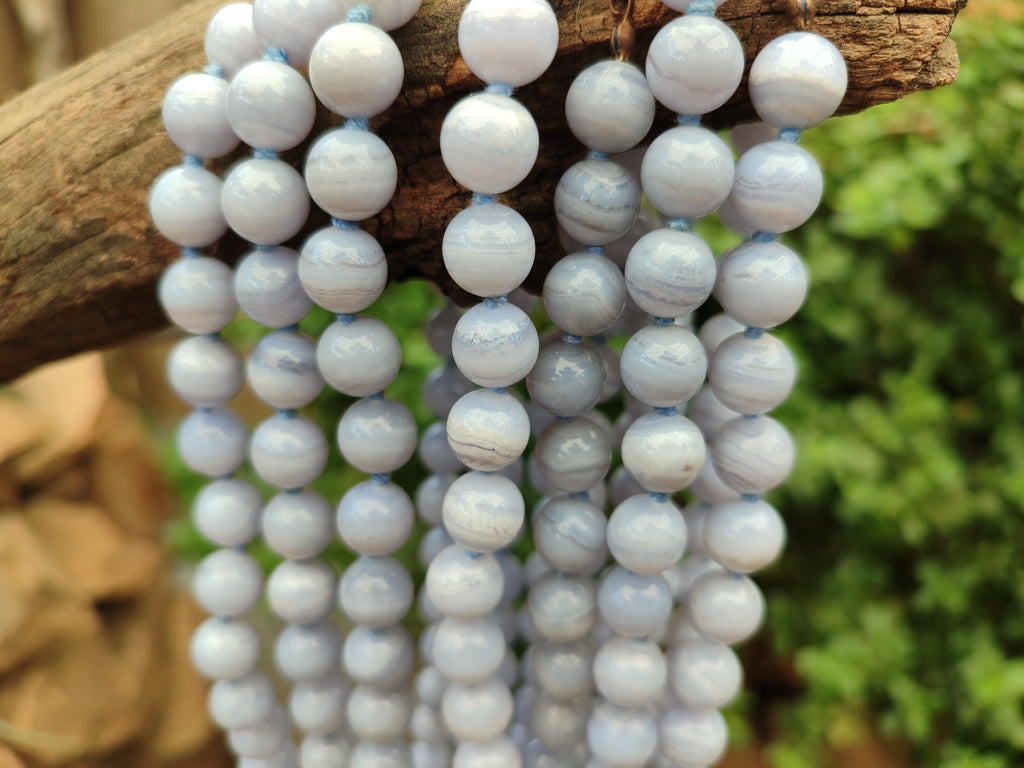 Polished Namibian Blue Lace Agate Ball Shaped Bead Necklace - Sold per Item- From Namibia - Toprock Gemstones and Minerals 