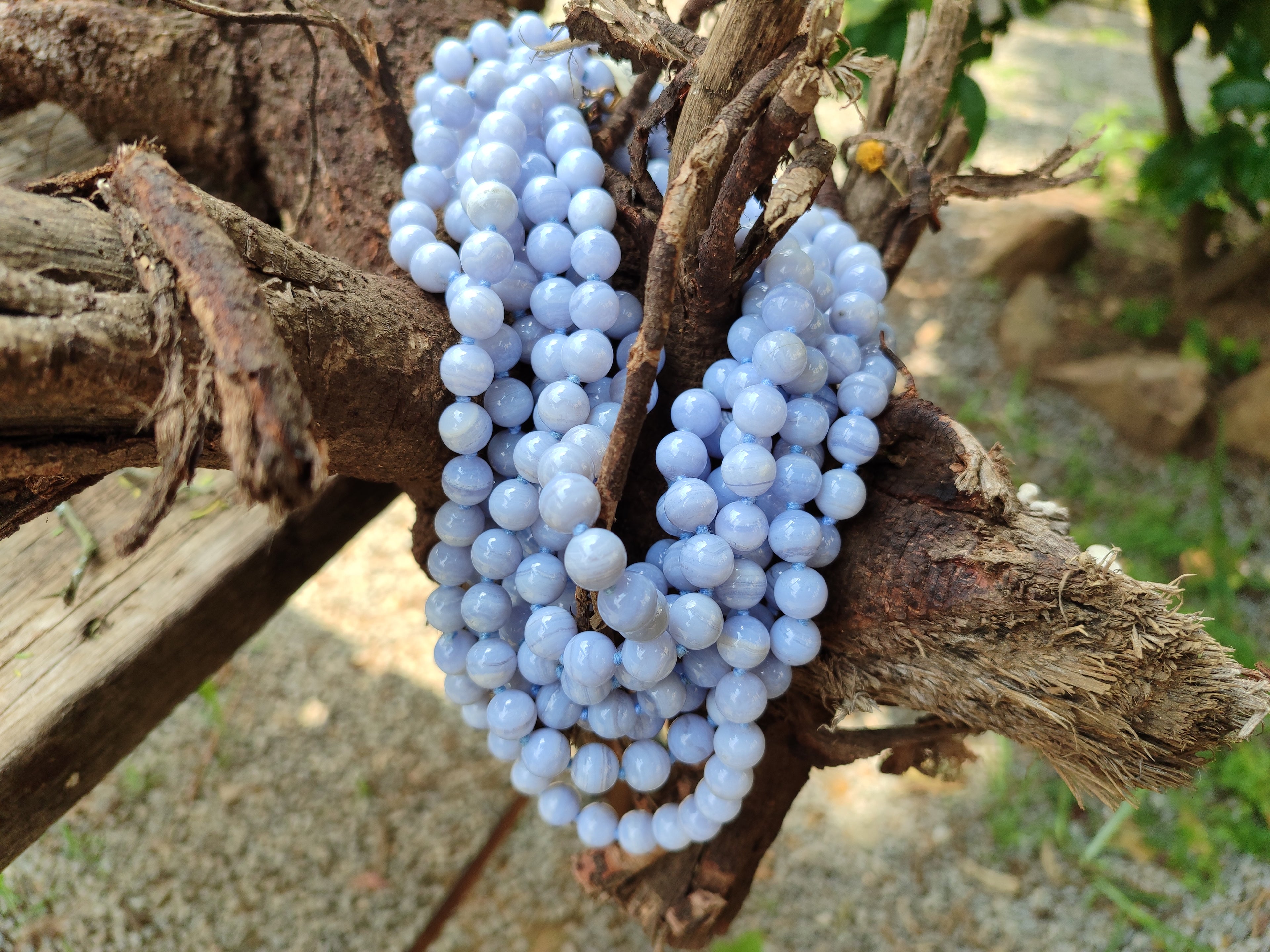 Polished Namibian Blue Lace Agate Ball Shaped Bead Necklace - Sold per Item- From Namibia - Toprock Gemstones and Minerals 
