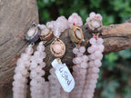 Polished Rose Quartz Multi Strand Bead Necklace with Cabochon Clasp - Sold Per Item - From Madagascar - Toprock Gemstones and Minerals 