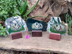 Hand Made Vervet Monkey Family Decoupage on Moss Agate Stone Slabs - sold per item - From South Africa - Toprock Gemstones and Minerals 
