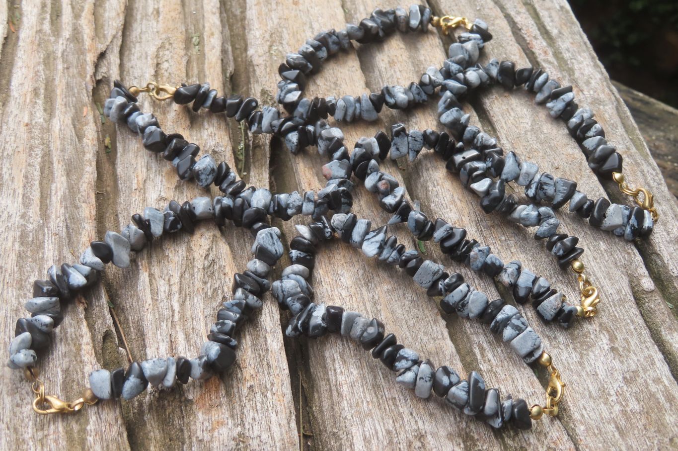 Polished Snowflake Obsidian Tumble Chip  Bead Bracelet - Sold per Item - From Mexico - Toprock Gemstones and Minerals 