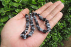 Polished Snowflake Obsidian Tumble Chip  Bead Bracelet - Sold per Item - From Mexico - Toprock Gemstones and Minerals 