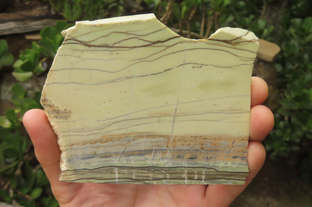 Hand Made Bear and Salmon Decoupage on Butter Jade Stone Slabs - sold per item - From South Africa - Toprock Gemstones and Minerals 