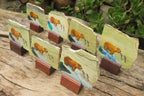 Hand Made Bear and Salmon Decoupage on Butter Jade Stone Slabs - sold per item - From South Africa - Toprock Gemstones and Minerals 