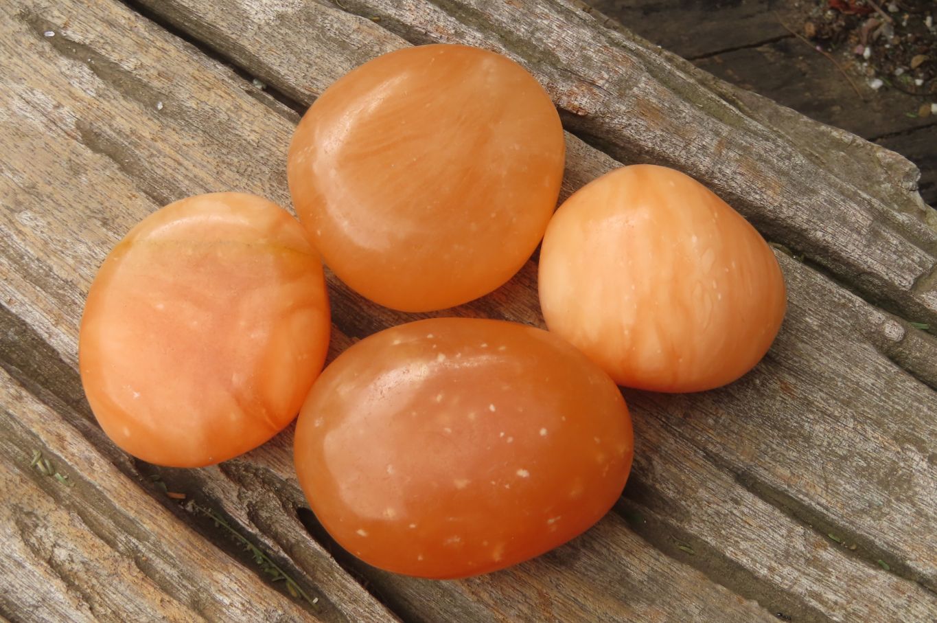Polished Orange Twist Calcite Palm Stones x 20 From Madagascar - Toprock Gemstones and Minerals 