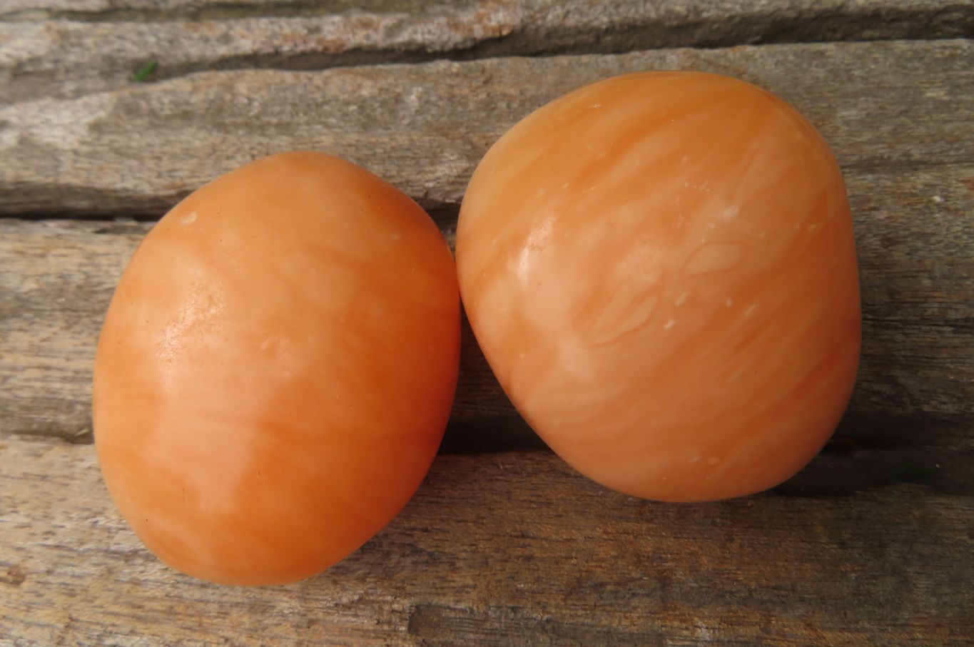 Polished Orange Twist Calcite Palm Stones x 20 From Madagascar - Toprock Gemstones and Minerals 