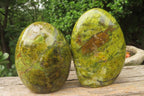 Polished Green Opal Standing Free Forms x 4 From Antsirabe, Madagascar - Toprock Gemstones and Minerals 