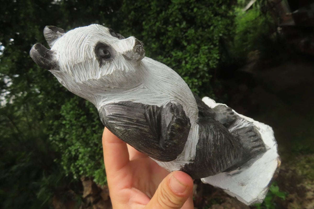 Hand Made Soap Stone Panda Carving x 1 From Zimbabwe - Toprock Gemstones and Minerals 
