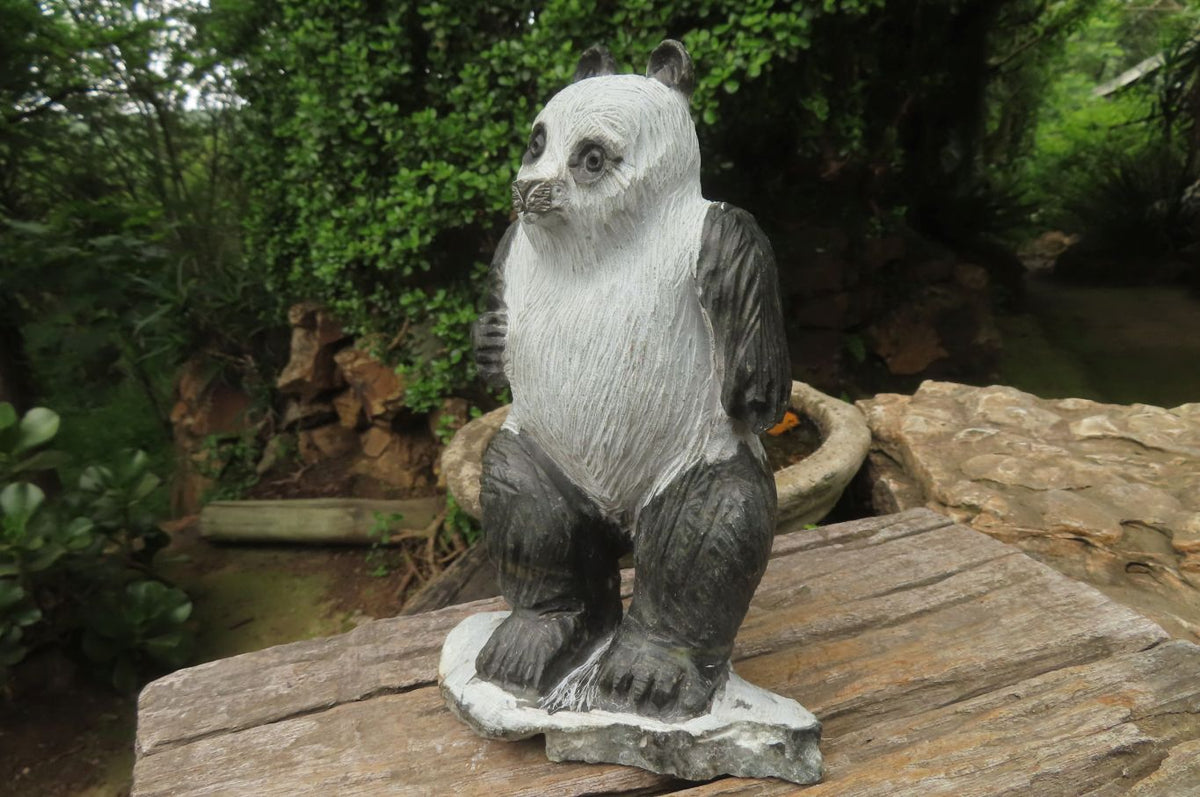 Hand Made Soap Stone Panda Carving x 1 From Zimbabwe - Toprock Gemstones and Minerals 