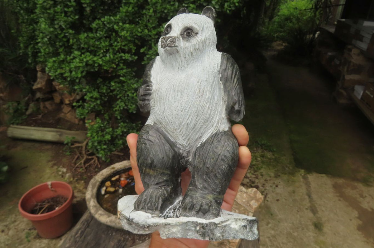 Hand Made Soap Stone Panda Carving x 1 From Zimbabwe - Toprock Gemstones and Minerals 