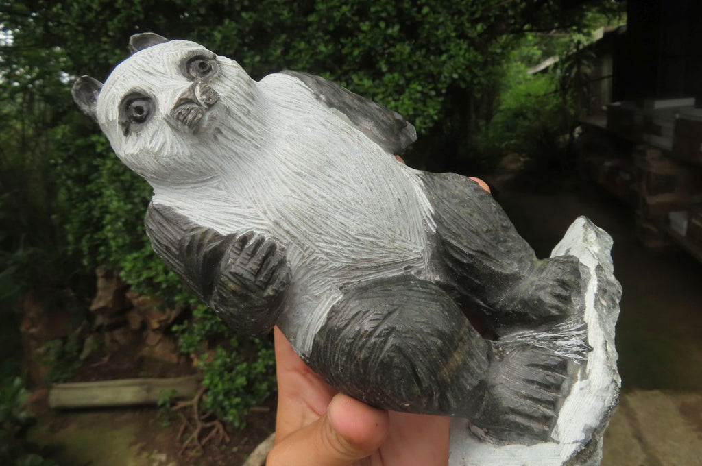 Hand Made Soap Stone Panda Carving x 1 From Zimbabwe - Toprock Gemstones and Minerals 