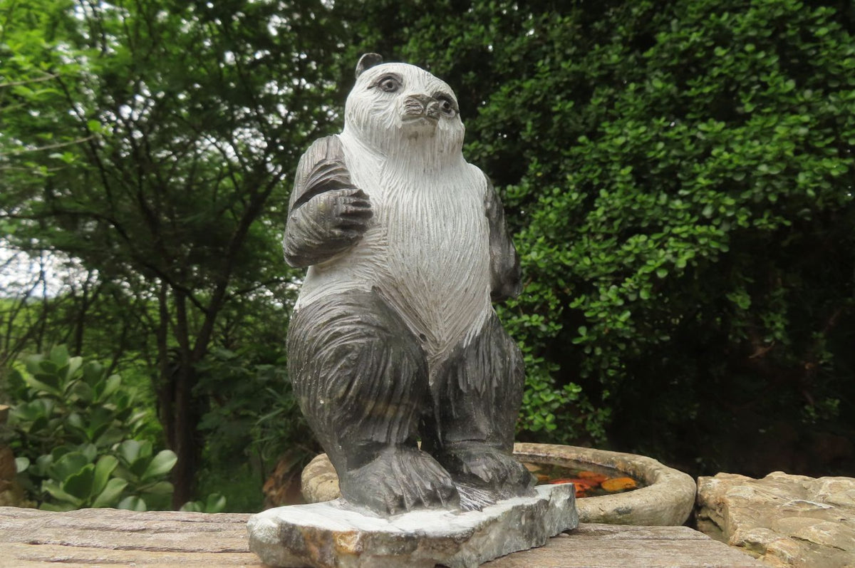Hand Made Soap Stone Panda Carving x 1 From Zimbabwe - Toprock Gemstones and Minerals 