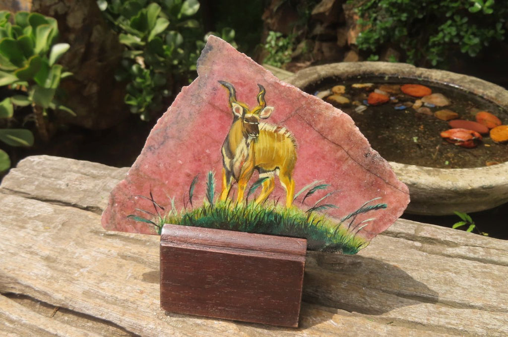 Hand Made Kudu Decoupage Stone Slabs x 4 From Southern Africa - Toprock Gemstones and Minerals 