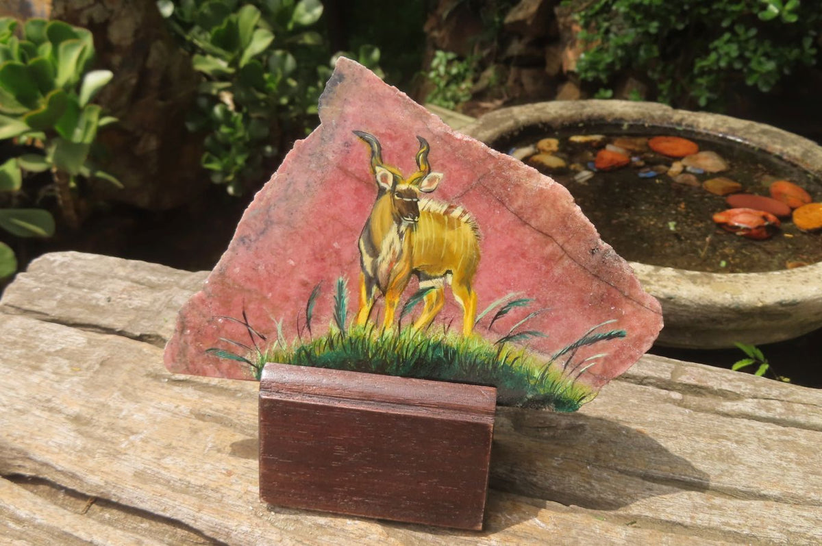 Hand Made Kudu Decoupage Stone Slabs x 4 From Southern Africa - Toprock Gemstones and Minerals 