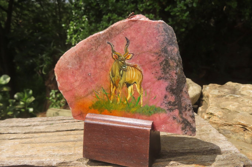 Hand Made Kudu Decoupage Stone Slabs x 4 From Southern Africa - Toprock Gemstones and Minerals 