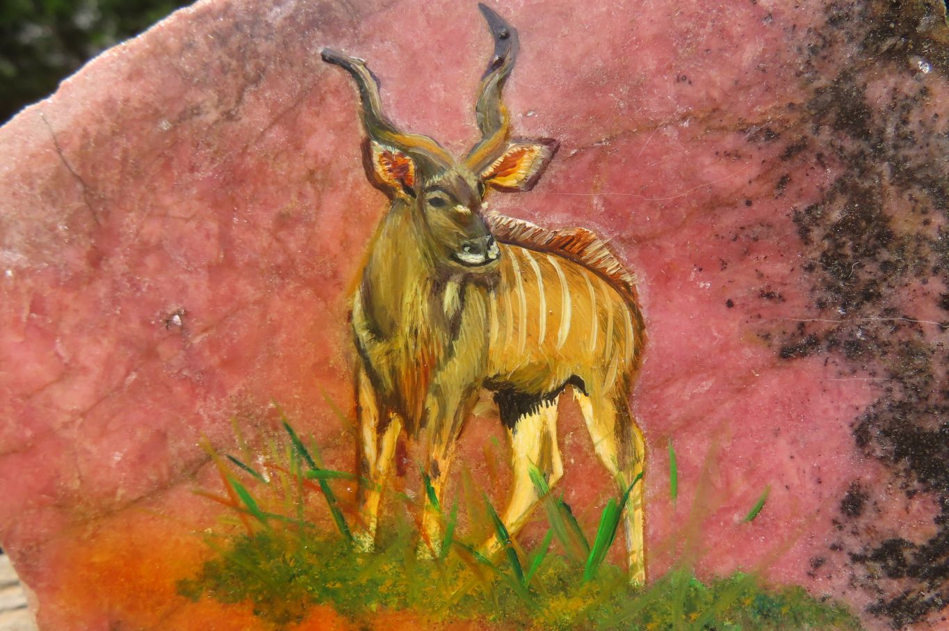 Hand Made Kudu Decoupage Stone Slabs x 4 From Southern Africa - Toprock Gemstones and Minerals 