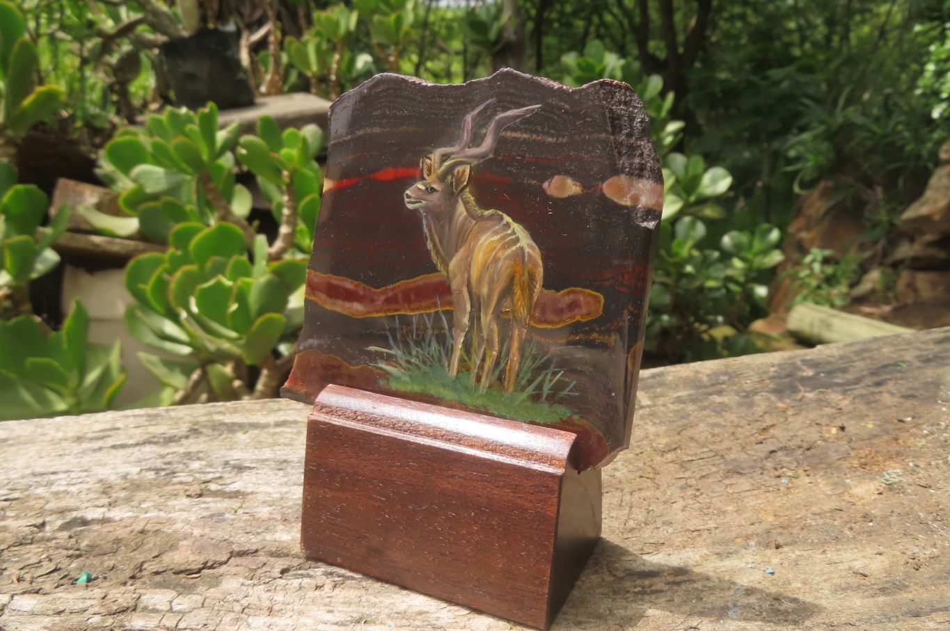 Hand Made Kudu Decoupage Stone Slabs x 4 From Southern Africa - Toprock Gemstones and Minerals 