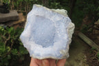 Natural Blue Lace Agate Geode Specimens x 2 From Malawi - Toprock Gemstones and Minerals 