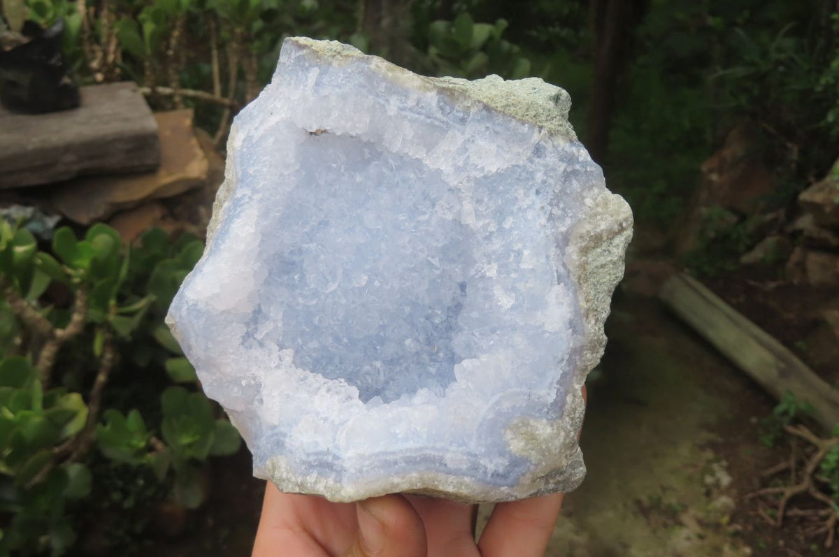 Natural Blue Lace Agate Geode Specimens x 2 From Malawi - Toprock Gemstones and Minerals 
