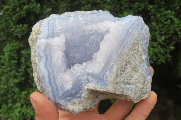 Natural Blue Lace Agate Geode Specimens x 2 From Malawi - Toprock Gemstones and Minerals 