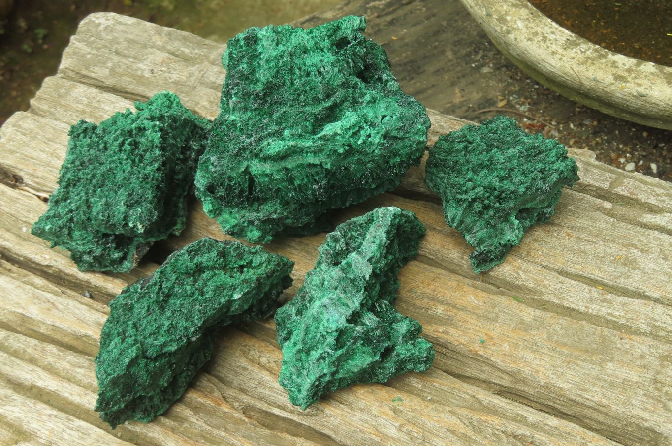 Natural Silky Malachite Specimens x 5 From Kasompe, Congo - Toprock Gemstones and Minerals 