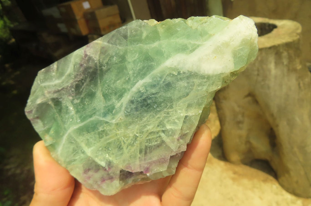 Polished On One Side Watermelon Fluorite x 3 From Uis, Namibia - Toprock Gemstones and Minerals 