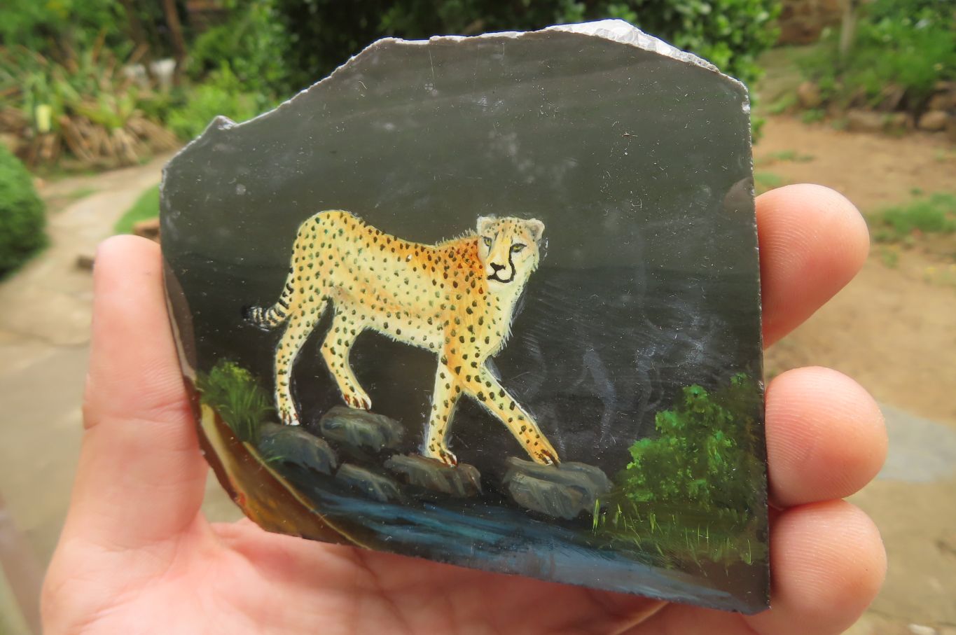 Hand Made Cheetah Decoupage Stone Slabs x 7 From Southern Africa - Toprock Gemstones and Minerals 