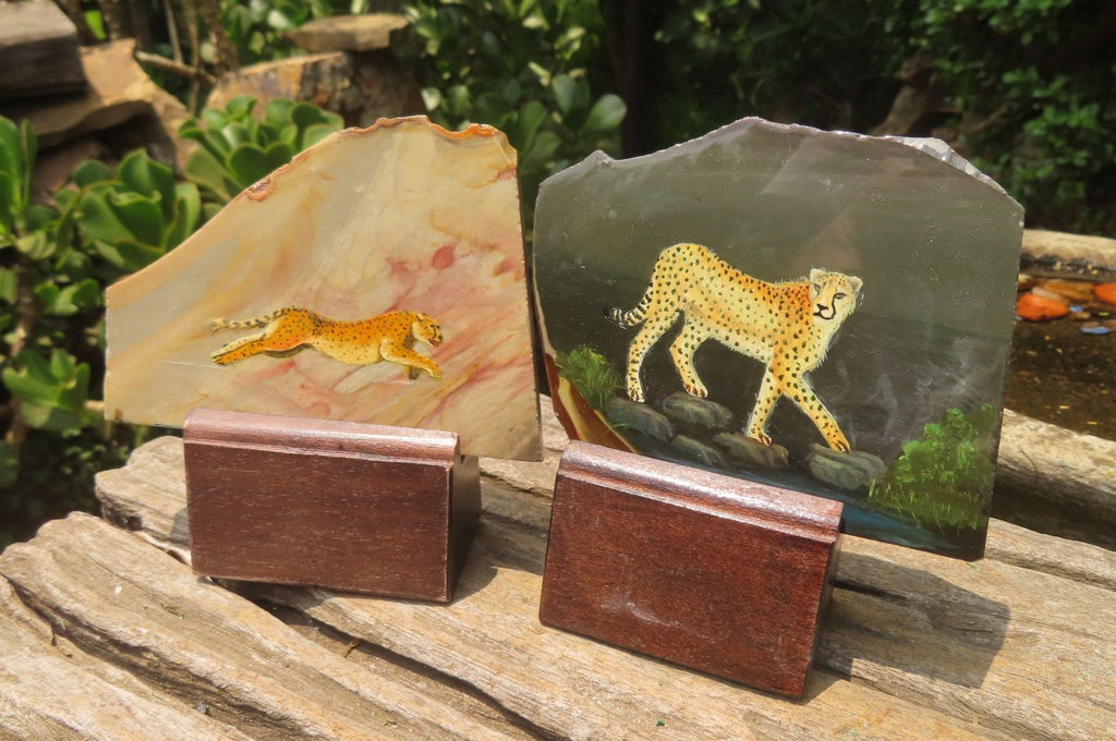 Decoupaging Stones Hand Made Cheetah Decoupage Stone Slabs x 7 From Southern Africa ...