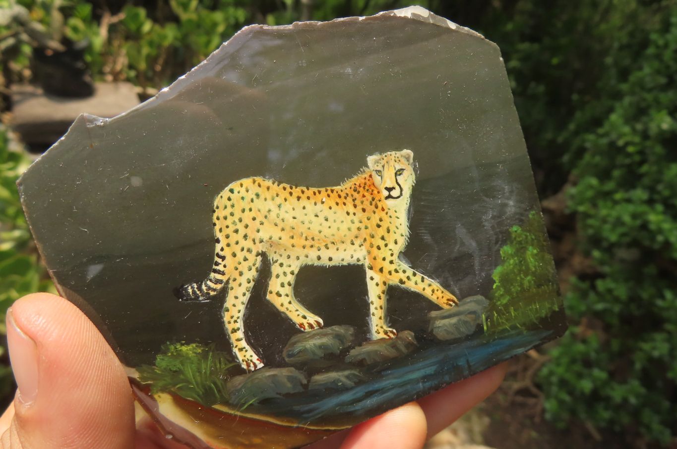 Hand Made Cheetah Decoupage Stone Slabs x 7 From Southern Africa - Toprock Gemstones and Minerals 