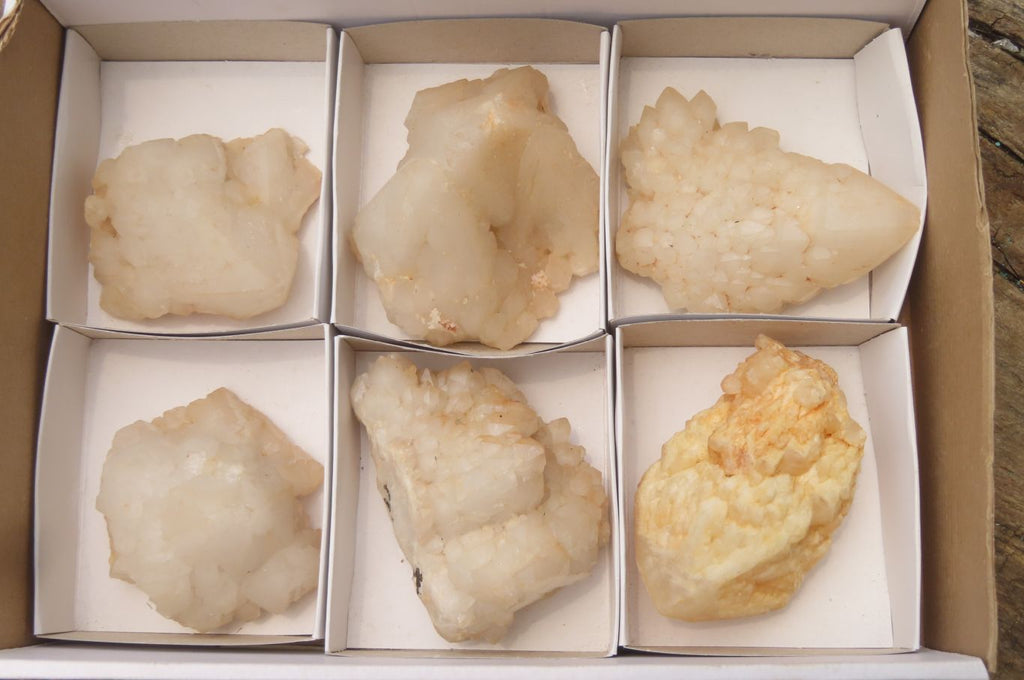 Natural Candle Quartz Clusters x 6 From Madagascar - Toprock Gemstones and Minerals 