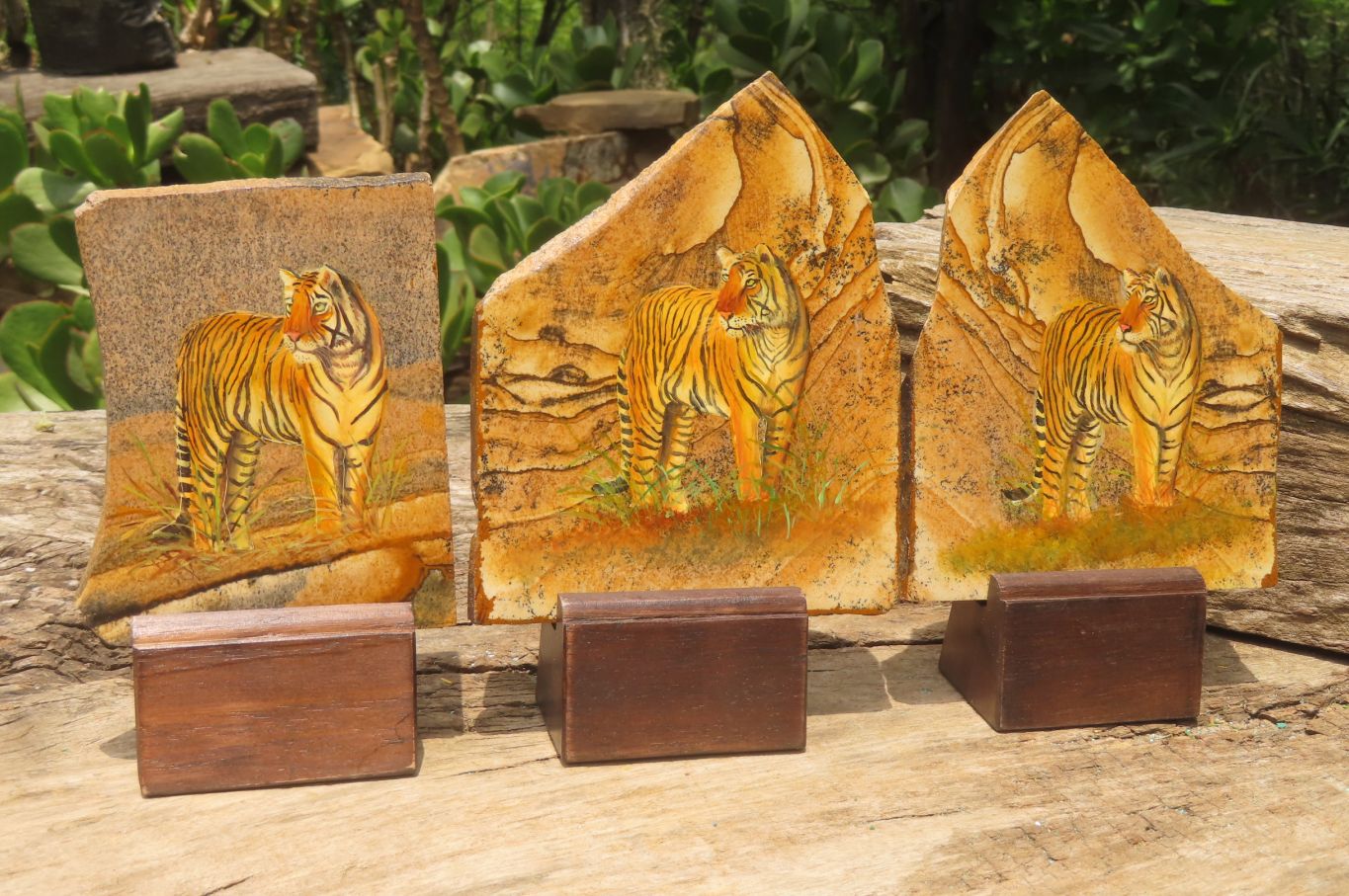 Hand Made Tiger Decoupage on Picture Stone Jasper Stone Slabs - sold per item - From Namibia - Toprock Gemstones and Minerals 