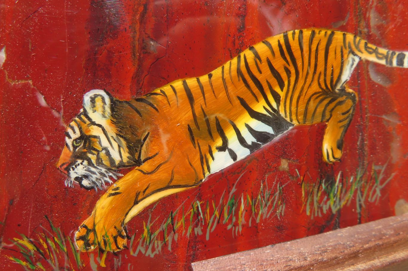 Hand Made Tigers Decoupage on Red Jasper Stone Slabs - sold per item - From South Africa - Toprock Gemstones and Minerals 
