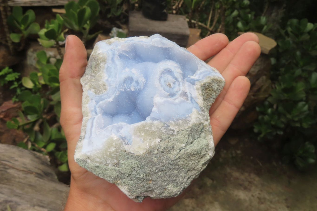 Natural Blue Lace Agate Geode Specimens x 4 From Malawi - Toprock Gemstones and Minerals 