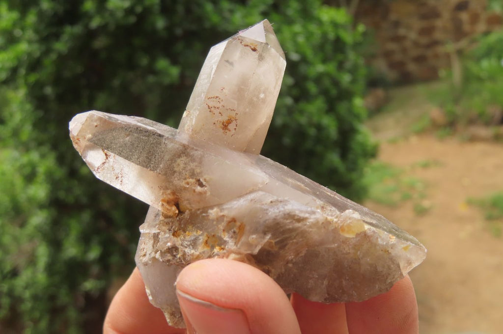 Natural Smokey Quartz & Feldspar Clusters x 12 From Malawi - Toprock Gemstones and Minerals 