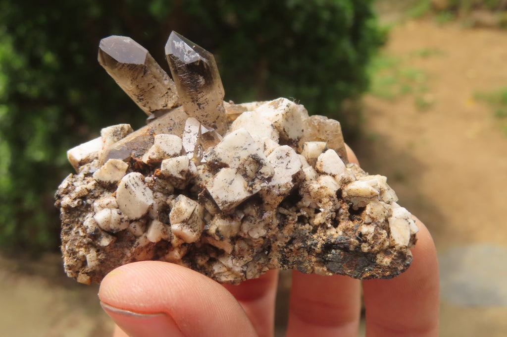 Natural Smokey Quartz & Feldspar Clusters x 12 From Malawi - Toprock Gemstones and Minerals 