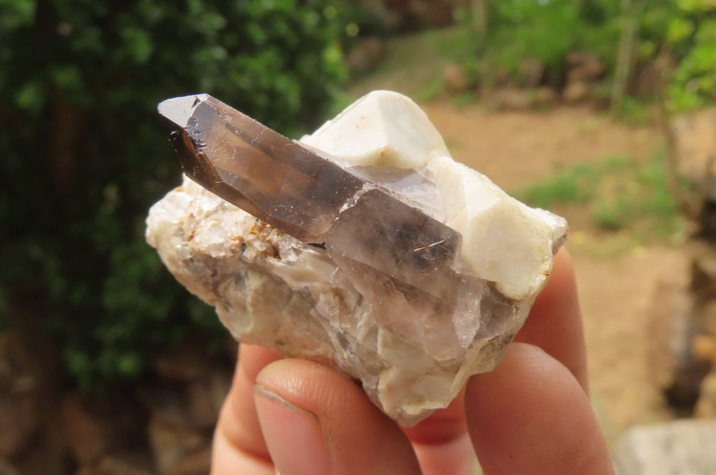 Natural Smokey Quartz & Feldspar Clusters x 12 From Malawi - Toprock Gemstones and Minerals 
