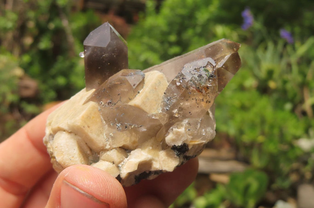 Natural Smokey Quartz & Feldspar Clusters x 12 From Malawi - Toprock Gemstones and Minerals 
