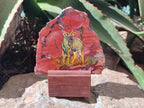 Hand Made Kudu Decoupage on Red Jasper Stone Slabs - sold per item - From South Africa - Toprock Gemstones and Minerals 