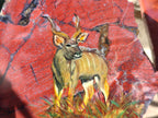 Hand Made Kudu Decoupage on Red Jasper Stone Slabs - sold per item - From South Africa - Toprock Gemstones and Minerals 