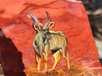 Hand Made Kudu Decoupage on Red Jasper Stone Slabs - sold per item - From South Africa - Toprock Gemstones and Minerals 