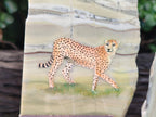 Hand Made Cheetah Decoupage on Butter Jade Stone Slabs - sold per item - From South Africa - Toprock Gemstones and Minerals 