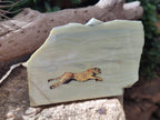 Hand Made Cheetah Decoupage on Butter Jade Stone Slabs - sold per item - From South Africa - Toprock Gemstones and Minerals 