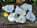 Natural Blue Lace Agate Geode Specimens x 6 From Malawi - Toprock Gemstones and Minerals 
