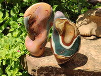 Polished Polychrome Jasper Standing Free Forms x 2 From Mahajanga, Madagascar - Toprock Gemstones and Minerals 