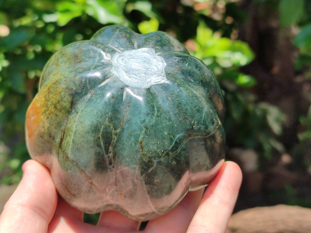 Hand Made Stone Pumpkin Carvings x 2 From Zimbabwe - Toprock Gemstones and Minerals 