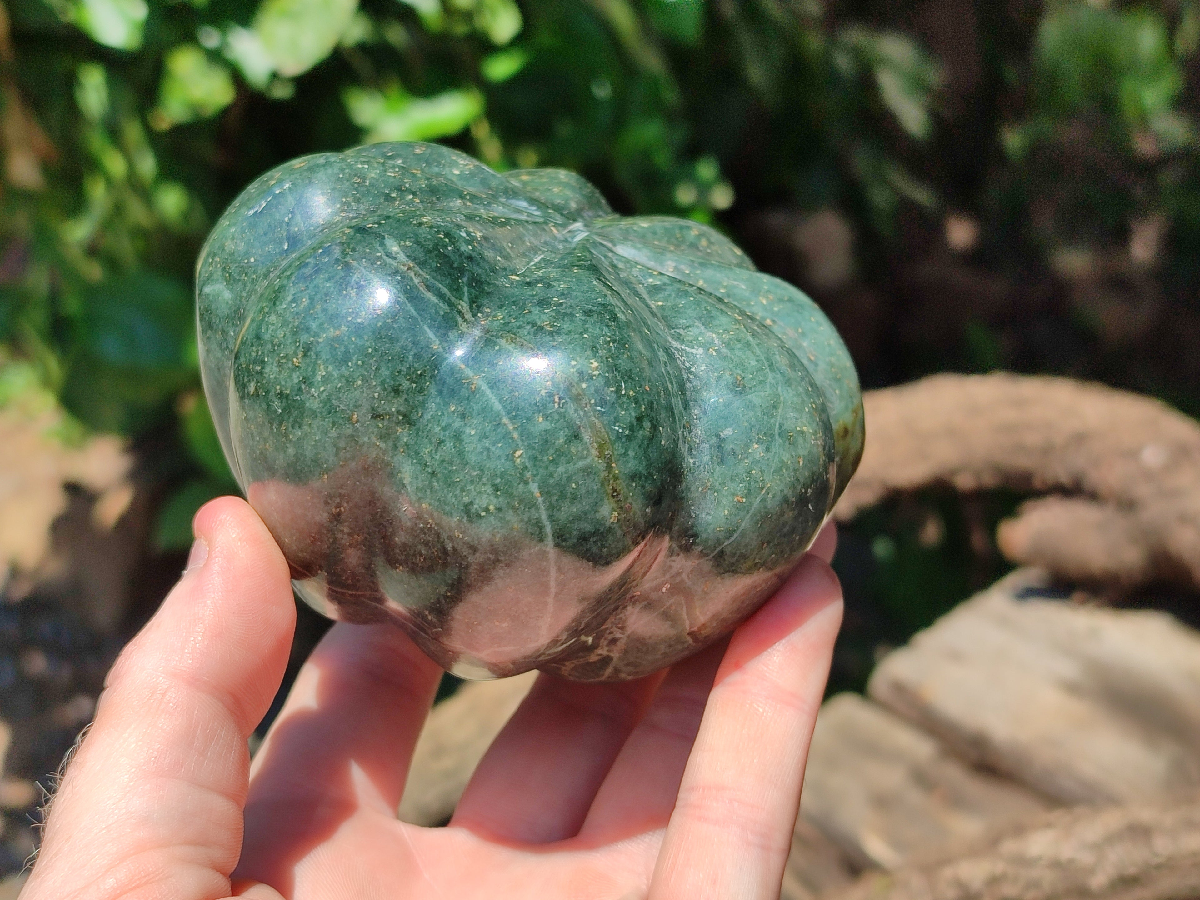 Hand Made Stone Pumpkin Carvings x 2 From Zimbabwe - Toprock Gemstones and Minerals 