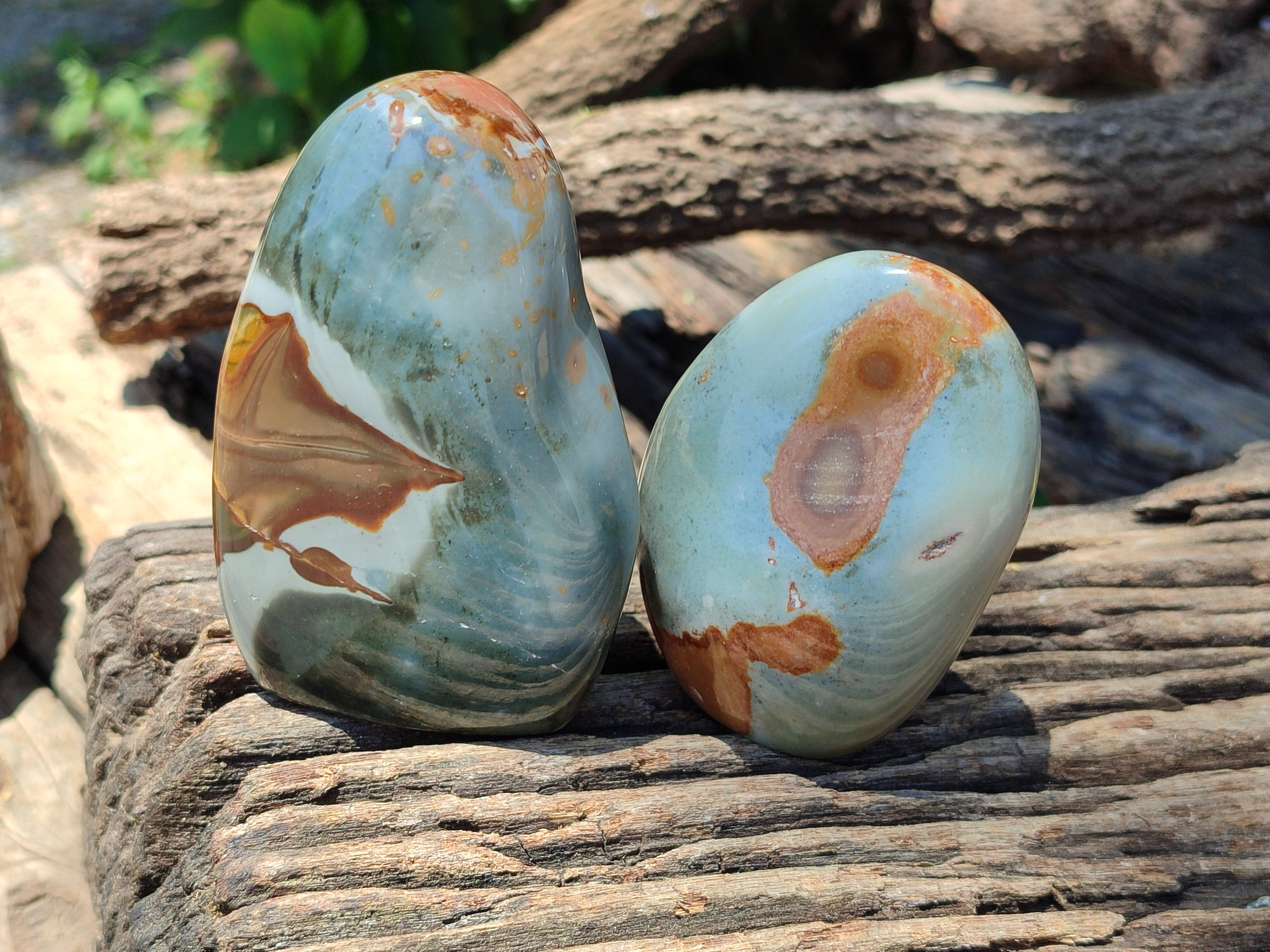Polished Polychrome Jasper Standing Free Forms x 3 From Mahajanga, Madagascar - Toprock Gemstones and Minerals 