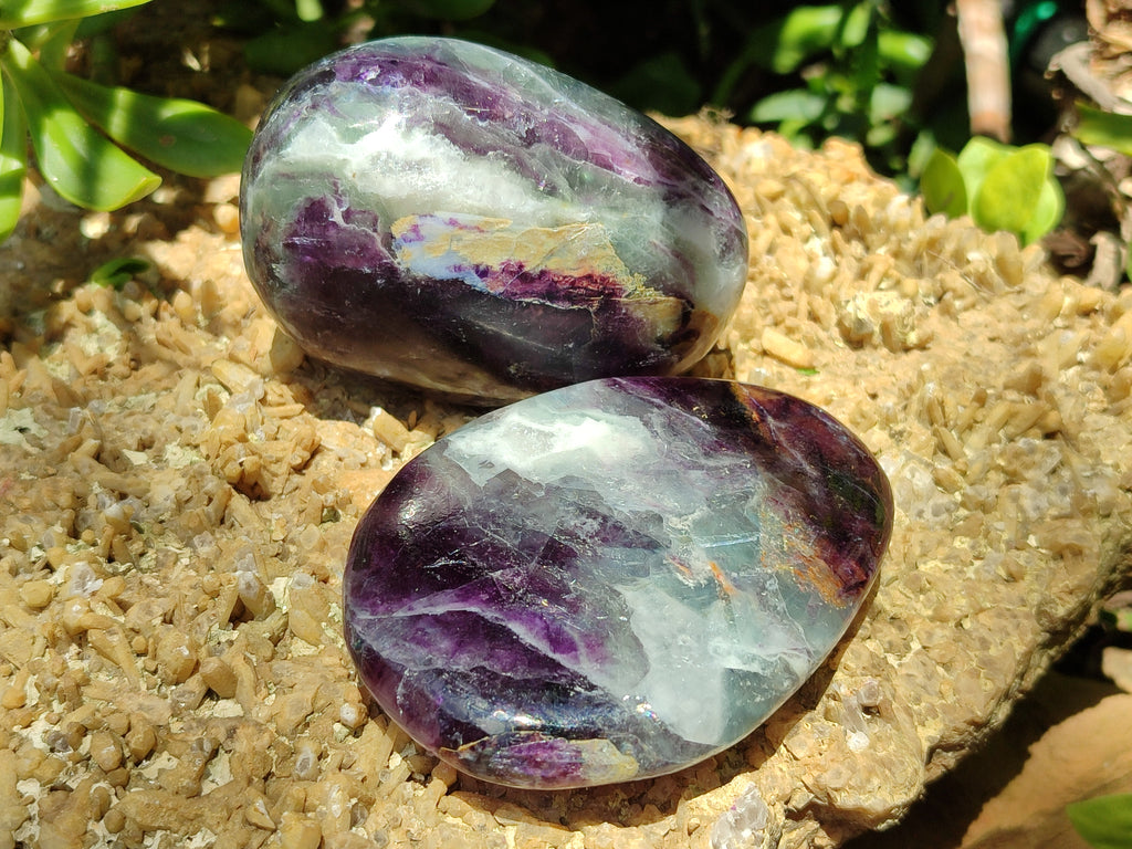 Polished Watermelon Fluorite Free Forms x 6 From Namibia - Toprock Gemstones and Minerals 