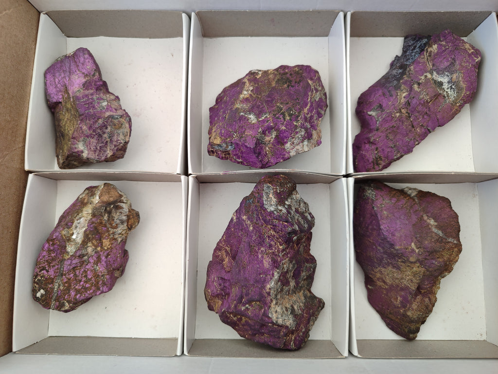 Natural Metallic Purpurite Cobbed Specimens x 6 From Erongo, Namibia - Toprock Gemstones and Minerals 